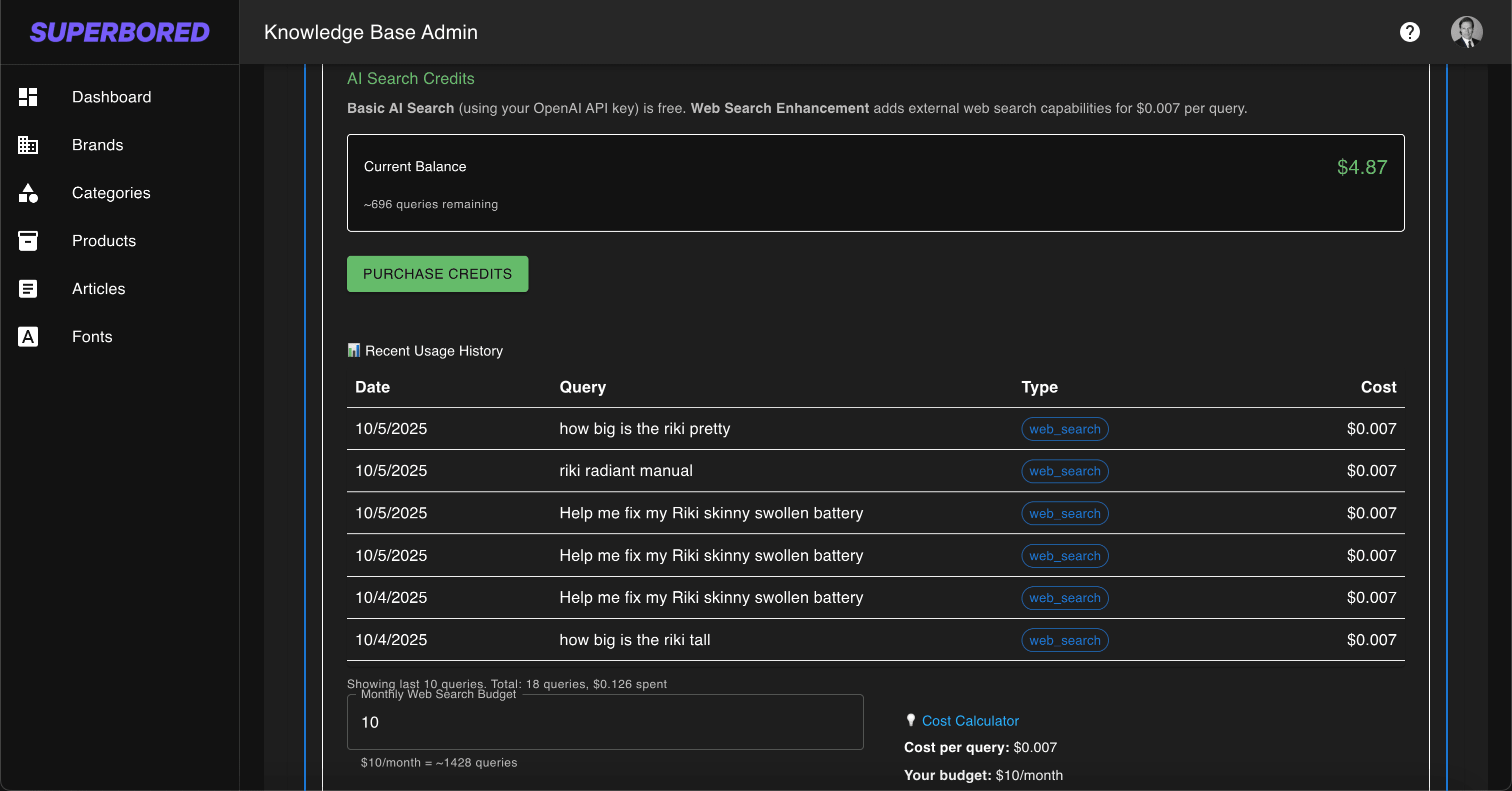 Monitor Searches screenshot